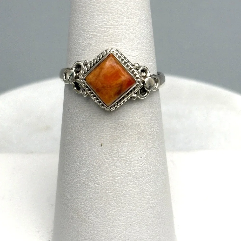 Sterling Silver Spiny Oyster Ring 925 Size 6 Byzantine Scrolls Boho Excellent